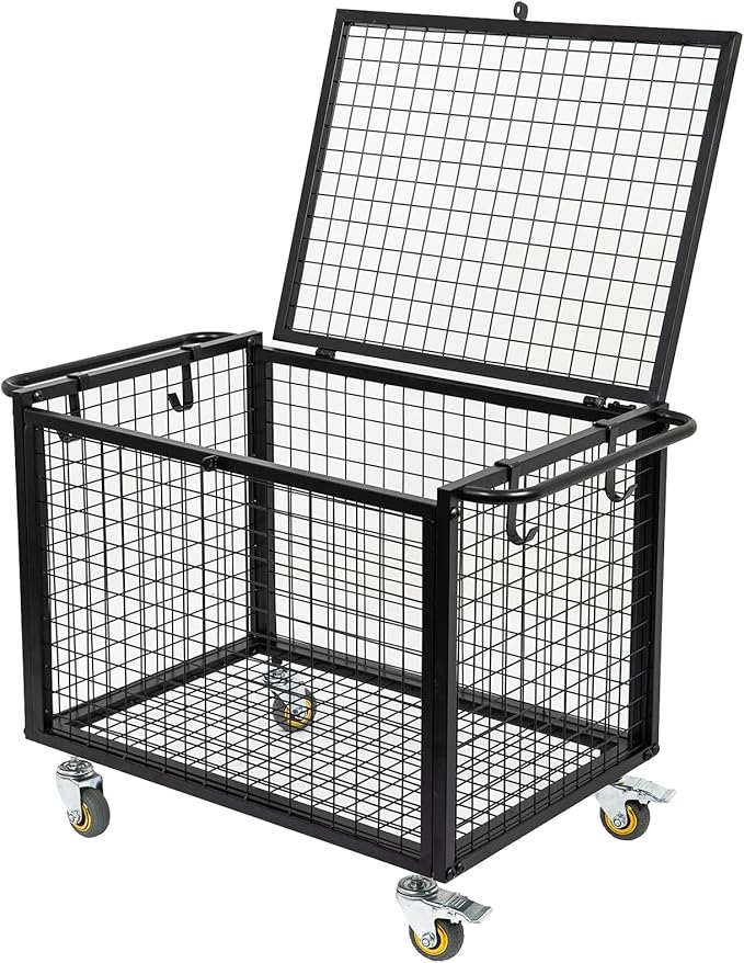 Metal Basketball Rolling Cart Sports Equipment Storage Wheel