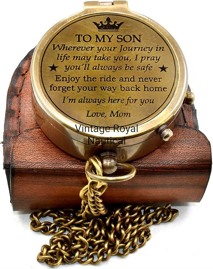AASIYA Brass Nautical Portable Pocket Compass with Chain