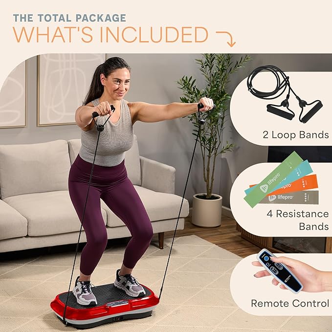 Lifepro Waver Vibration Plate Exercise Machine – High-Intensity Vibration for Muscle Activation, Full-Body Workout Vibrating Platform with Loop Bands, Fitness Equipment for Strength Toning & Fat Loss