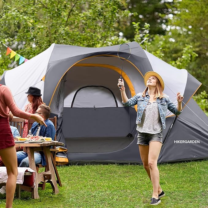 HIKERGARDEN 10 Person Camping Tent - Portable Easy Traveling-14'x11'x74in(H)