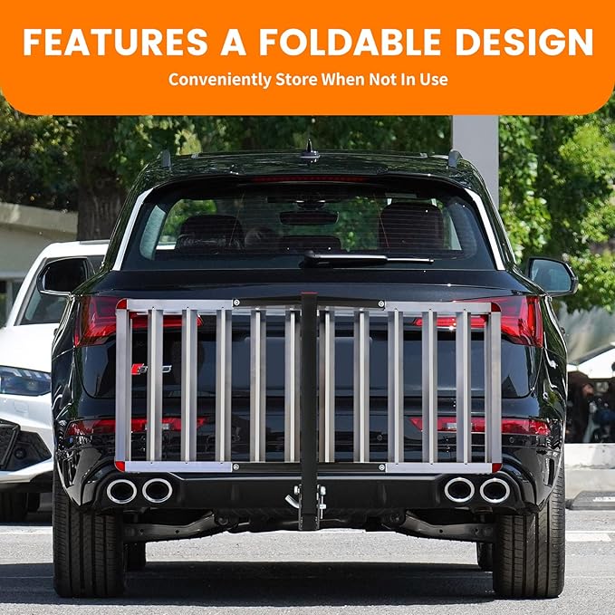 MaxxHaul 50149 500-lb Capacity 50 inch x 22 inch Hitch Mount Premium Folding Aluminum Cargo Carrier Rack Basket with High Side Rails and Reflector Lens for Added Safety