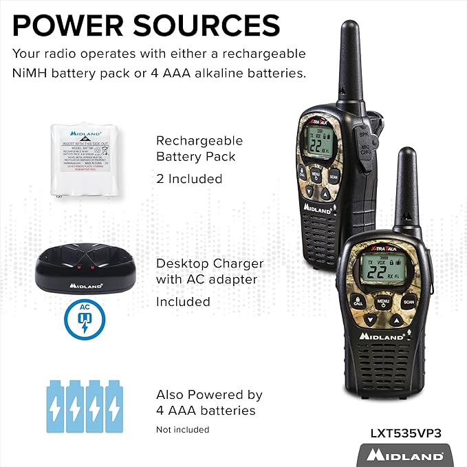 Midland LXT535VP3 FRS Walkie Talkie - Long Range 2 Radios)