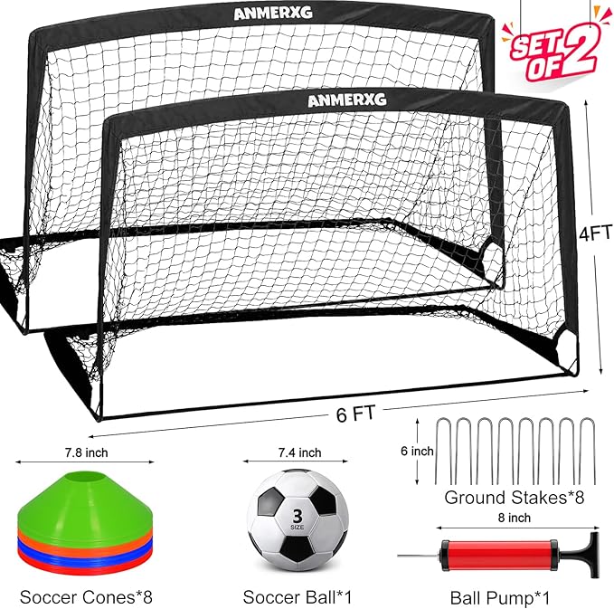 6x4FT / 9x5FT Kids Soccer Goal for Backyard