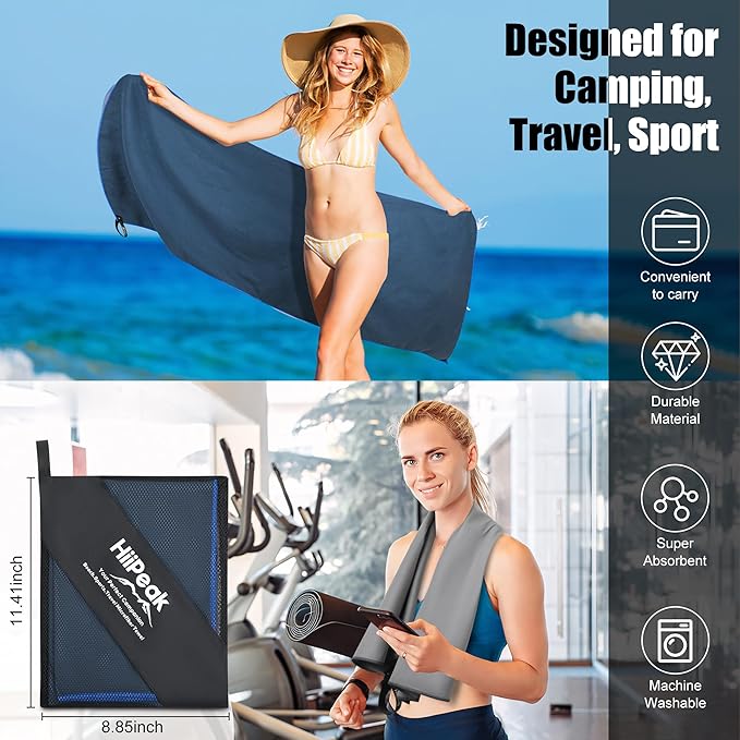 HiiPeak Quick Dry Towel - 2 Pack Microfiber 32 * 16" 2pcs) 2pcs)