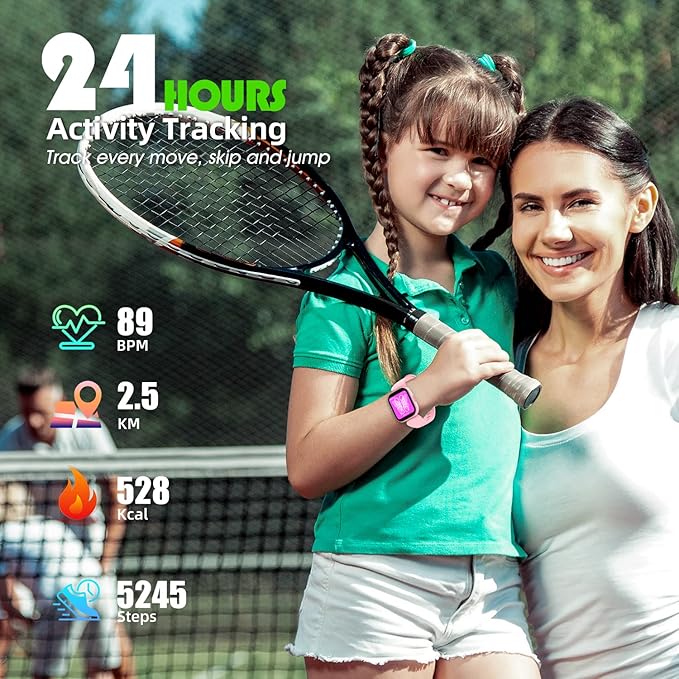Kids Fitness Activity Tracker Watch, 1.4" DIY Watch Face IP68 Waterproof Kids Smart Watch with 19 Sport Modes, Pedometers, Sleep Tracking, Great Gift for Boys Girls Teens 6+