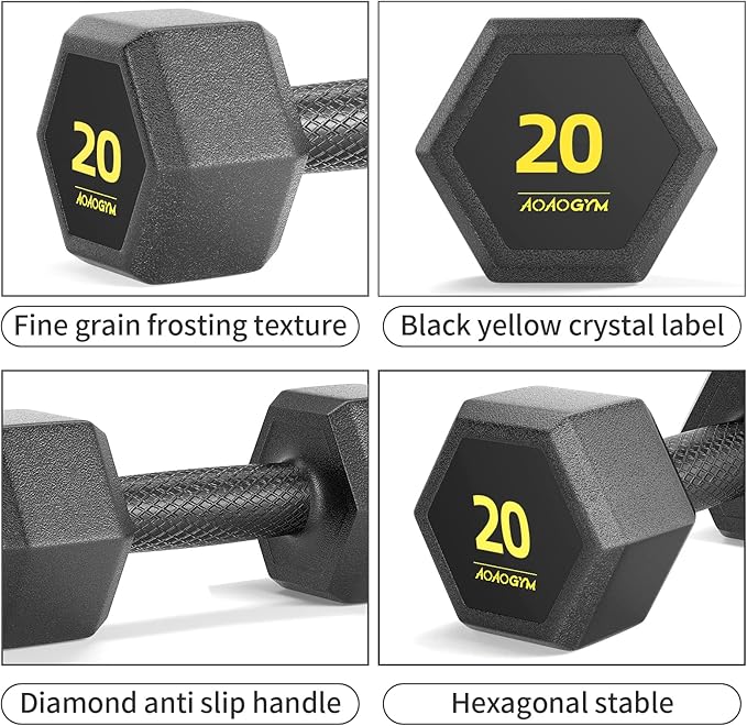 Hex Dumbbells PVC Encase Coating Free Weight Dumbbell Set for Strength Training, Home Gym Fitness and Full Body Workout