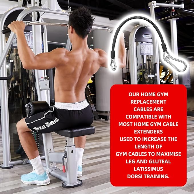 4 Pcs 10" Gym Cable Extension Compatible with Home Gym Accessories, Gym Extension Replacement Cables for LAT/Tricep Pull Down, Leg Extensions Machine