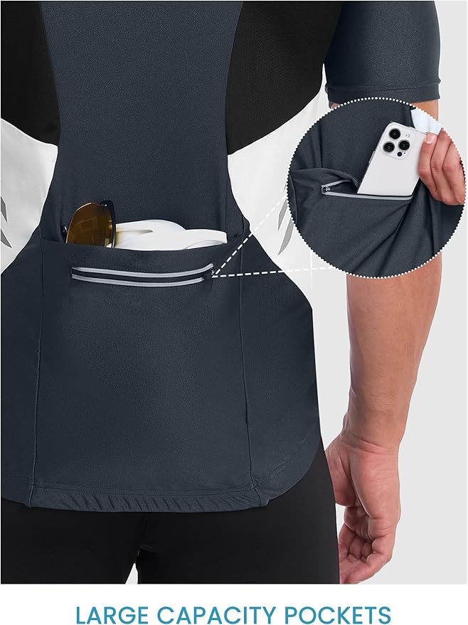 Little Donkey Andy Men's Half Zip Breathable Cycling Vests Reflective Sleeveless Jerseys Lightweight Bicycle Running