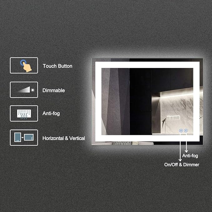 36 x 28 in Horizontal LED Lighted Bathroom Function(C-CK150-C) (36 (36 x 28 in)