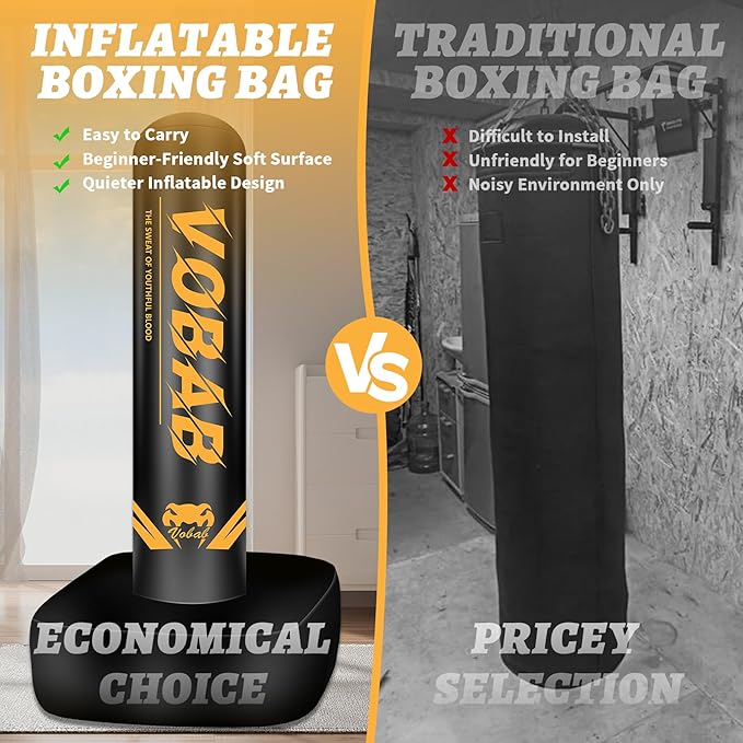 70" Freestanding Heavy Punching Bag with Stand for Adults Teens, Adjustable Standing Punch Bag for Men Women, Ideal for Boxing, MMA, Thai Fitness, and Home Training Workouts