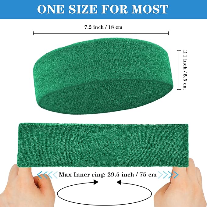 4 Pack Sweatbands Sports Headband for Men and Women, Moisture Wicking Athletic Workout Headband for Running, Tennis, Basketball, Yoga, Gym Stretchy Unisex Sweatband