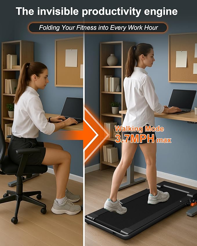 Lichico Walking Pad Under Desk Treadmill,Portable Small Treadmills for Home and Office,Super Quiet Brushless Motorized Walking Jogging Running Machine with Remote Control