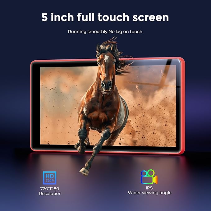 128GB MP3 Player with Bluetooth and WiFi,Music Video Player with Spotify Pandora,Amazon Music, 5" Touch Screen Android MP4 MP3 Player for Kids with Audible, YouTube, Spotify Kids,up to 256GB (Red)