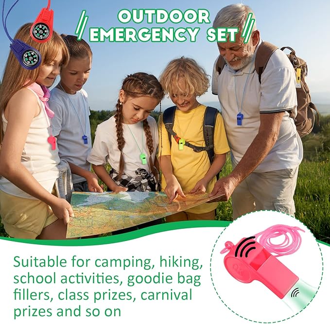 72 Pcs Camping Party Favors 24 Kids Compass 24 Mini 24 Neon