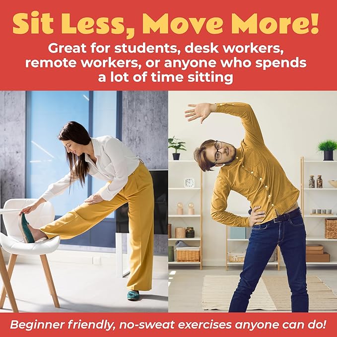 75 Desk Workout Cards – 50 Light Bodyweight 25 Stretches 3.5x2.5†Workstation