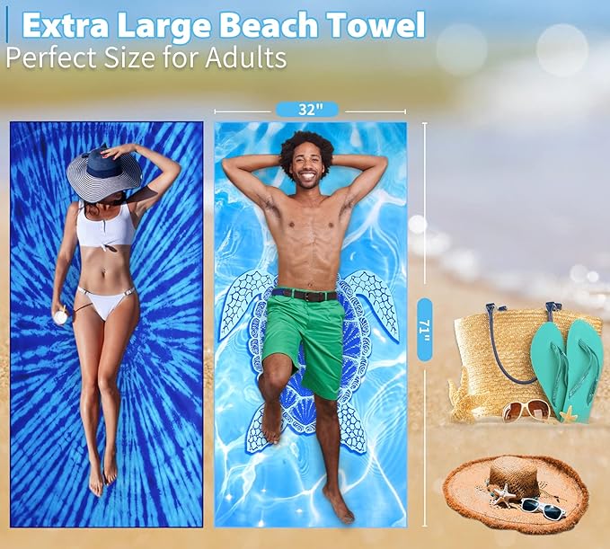4 Pack Lightweight Thin Beach Towel Oversized 71"x32"