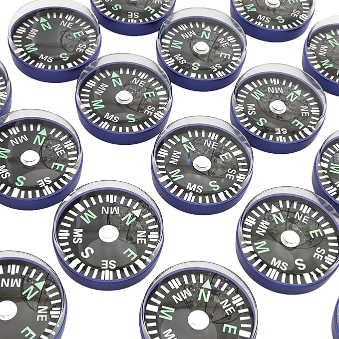 24 Pcs Hiking Compass 20mm Mini