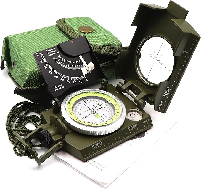 Military Compass Metal Lensatic Compass with Inclinometer