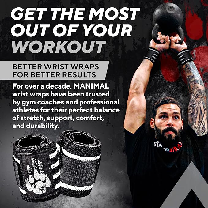 MANIMAL Wrist Wraps for Weightlifting - Professional Wrist Straps for Men and Women - Strength Training, Bodybuilding, Powerlifting, Cross Fit - Eliminate Wrist Pain with Durable Support (Since 2010)