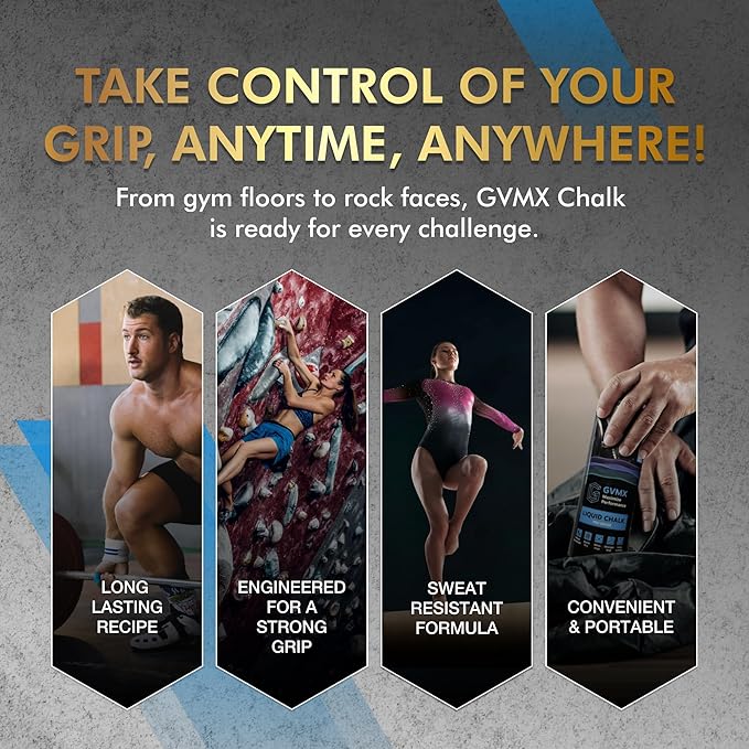 50ML/100ML/400ML Superior Grip Premium Liquid Chalk. Long Lasting Mess-Free Gym Chalk for Weightlifting, Gymnastics, Climbing. Fast Drying Refillable Gym Accessories. Package May Vary.