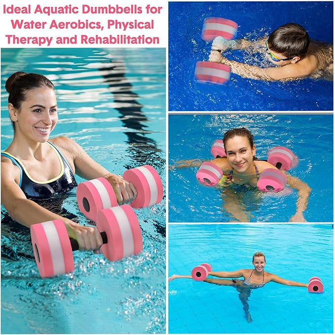 5 Pcs Aquatic Exercise Set Including 2 Ankle Swimming Weights 2 Lightweight Aquatic Exercise Dumbbells and Swim Belt Pool Exercise Equipment for Aquatic Aerobics Exercise