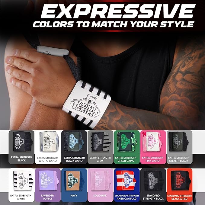 Bear Grips Wrist Wraps for Weightlifting | Weight Lifting Wrist Straps for Weightlifting | Extra Strength Gym Wrist Wraps | Two Wrist Wrap Per Pack | 12ā & 18ā | Lifting Wrist Wraps for Men & Women