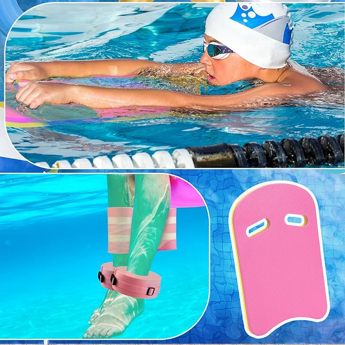 8 Pcs Water Aerobics Set Including Exercise Foam Dumbbells Aquatic Swim Belt Pull Buoy Swim Kickboard Sport Gloves Water Weights Equipment for Aquatic Fitness Weight Loss Fitness Tool