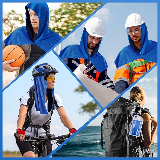 4 Pack Cooling Hoodie Towels for Neck and Face 50 Sun