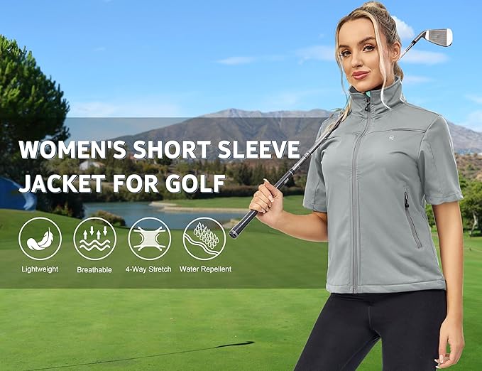 Little Donkey Andy Women's Short Sleeve Jacket Windproof Lightweight Vest for Golf Hiking Running