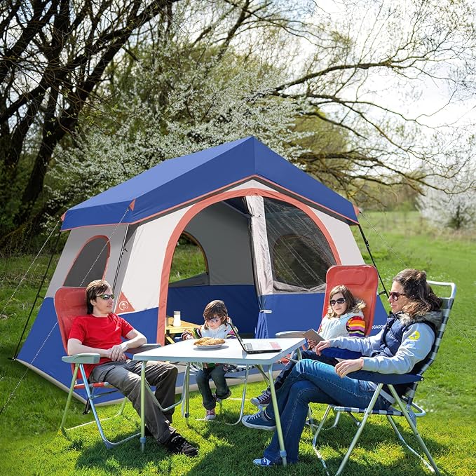HIKERGARDEN 8 Person Camping Tent - Portable Family Traveling-12'x9'x80in(H)