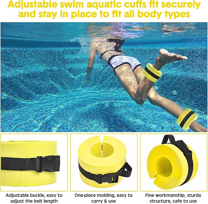 5 Pcs Aquatic Exercise Set Including 2 Ankle Swimming Weights 2 Lightweight Aquatic Exercise Dumbbells and Swim Belt Pool Exercise Equipment for Aquatic Aerobics Exercise