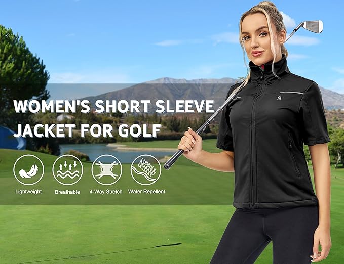 Little Donkey Andy Women's Short Sleeve Jacket Windproof Lightweight Vest for Golf Hiking Running