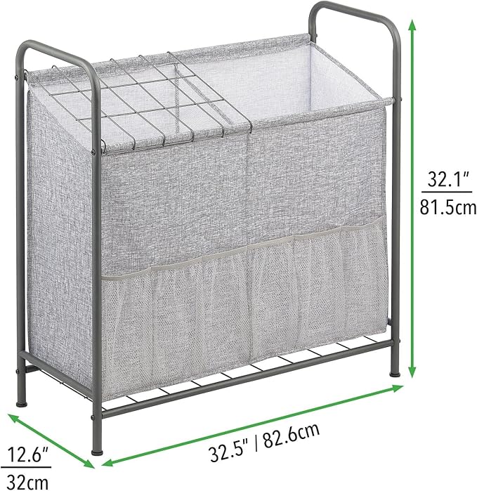 mDesign Sports Equipment Organizer Bin with Front Pockets