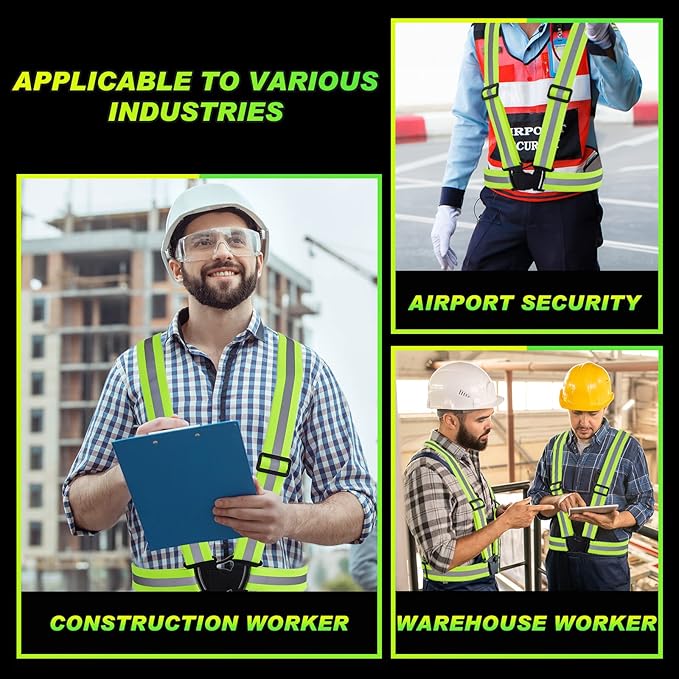 Hercicy 20 Pcs Reflective Vest High Visibility Safety Vests, Adjustable Bright Neon Lightweight Strap Gear (Yellow)