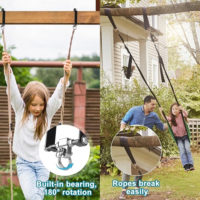 Heavy Duty Swing Hanger Swing Set Accessories for Wooden Sets Snap Hooks Hardware Swing Set Attachments Porch Playground Indoor/Outdoor 660LB Capacity (2 Pcs)