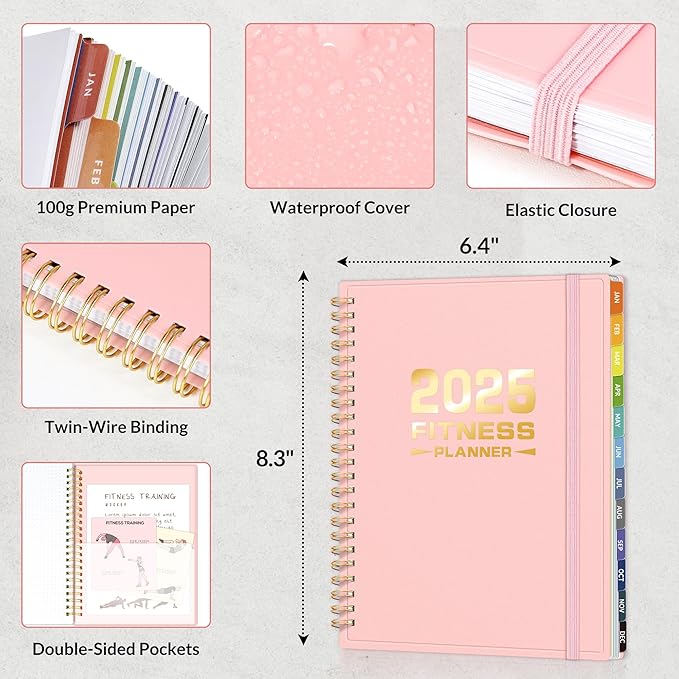 2025 Fitness Workout Journal Planner for Women & Men 2025 - 2025 Exercise 6.4" x 8.3" Fitness