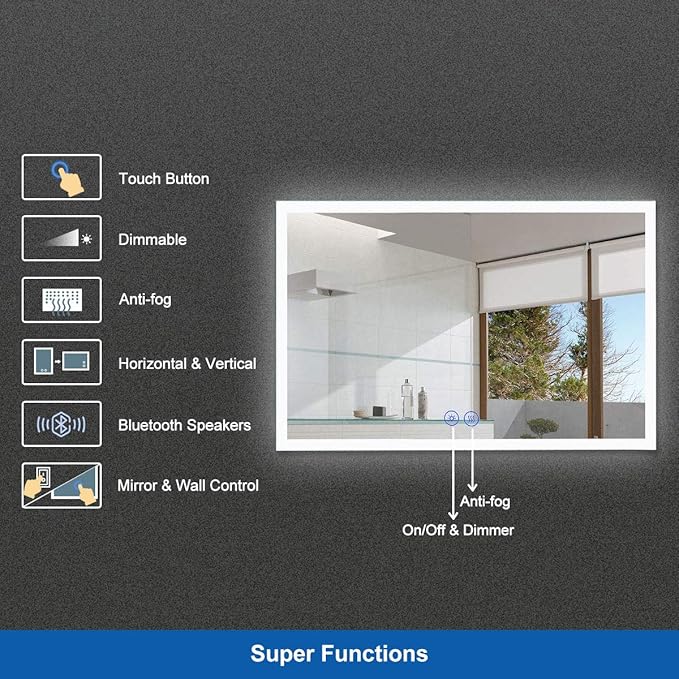 55 x 36 in Dimmable Anti-Fog LED Bathroom (NT051-5536)