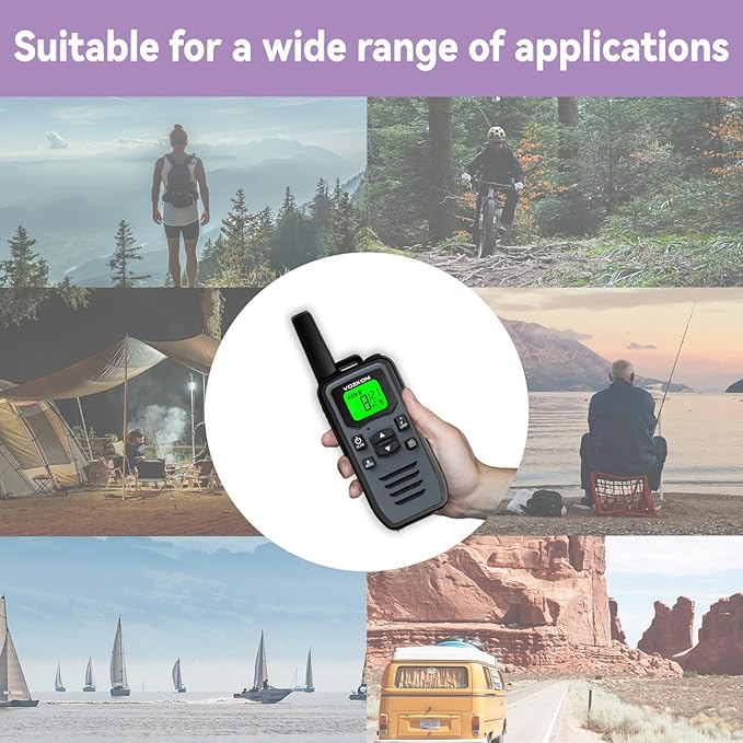 Long Range Gray Walkie talkies 2 Way 50 Channel 142 Privacy