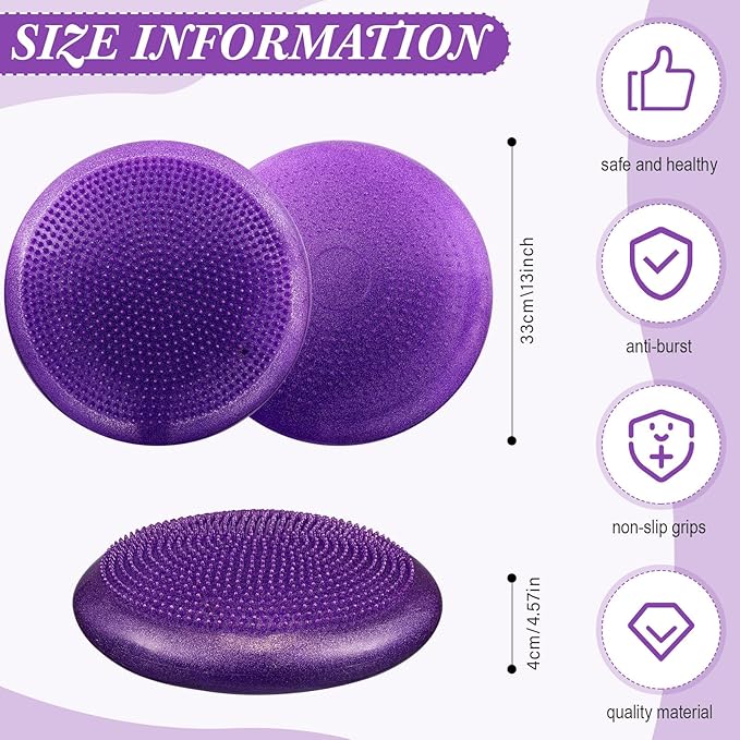 Libima 4 Pcs Glitter Wiggle Seat for Sensory Kids Inflated Wobble Cushion Sensory Seat Flexible Seating for Classroom Elementary, Balance Disc with Pump for Kids Adult Office Home