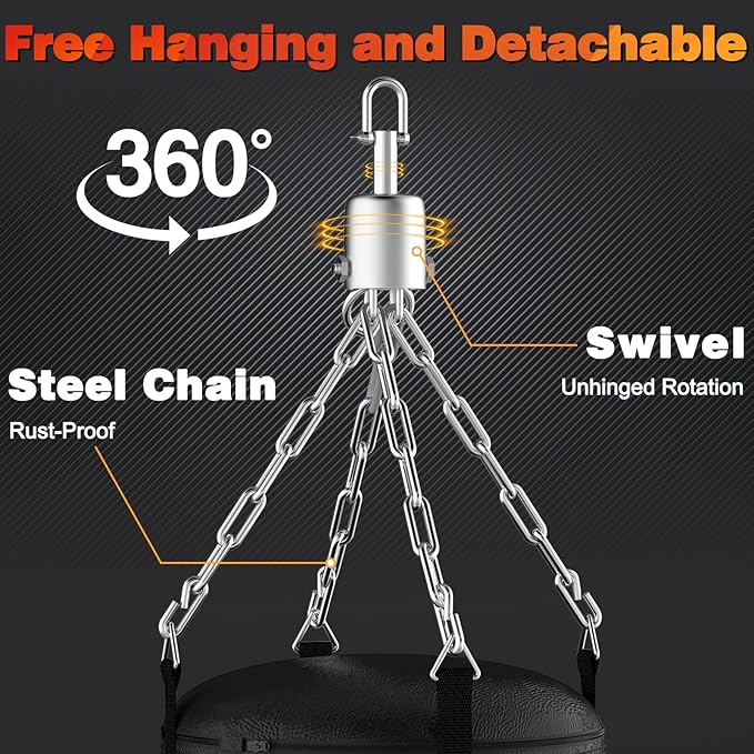 4FT Punching Bag for Adults/Kids, Unfilled Heavy Punching Bag, Boxing Bag Set with Punching Gloves, Wraps, Chain, Ceiling Hook for MMA Kickboxing Boxing Karate Muay Thai Taekwondo