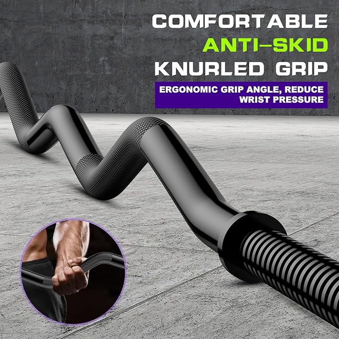47" EZ Curl Bar Weight Lifting Bar 1-inch Curling -2 Star Collars(280lb Weight