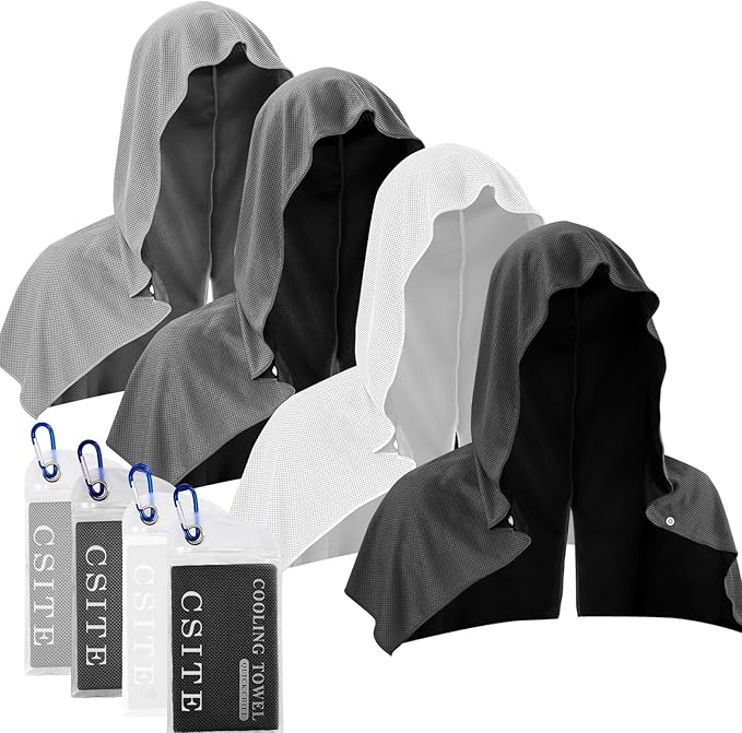 4 Pack Cooling Hoodie Towels for Neck and Face 50 Sun