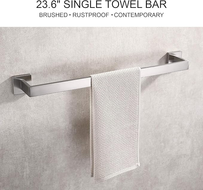 23.6 Inch Black Single Towel Bar Rack 304 Stainless