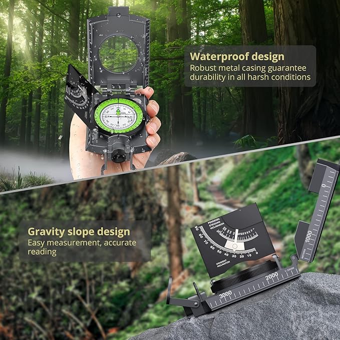 Military Compass with Carry Bag Inclinometer Multifunctional Sighting