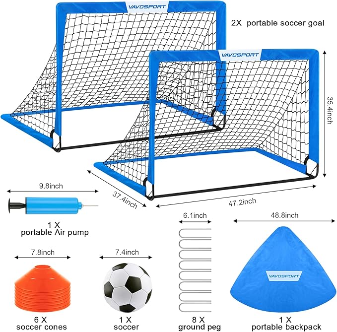 Kids Soccer Goals for Backyard Set - 2 4' x 3' Portable