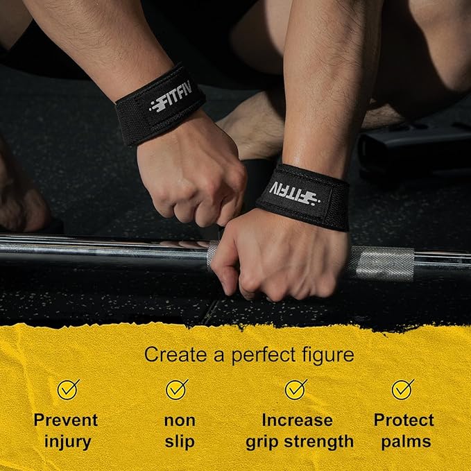 Lifting Straps for Weightlifting, Lifting Wrist Straps for Gym Strength Training, Neoprene-padded Wrist Cushion - Men & Women