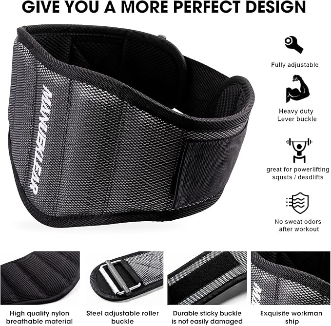 MANUEKLEAR Gym Weight Lifting Belt Weight Lifting Workout 7.5inch -