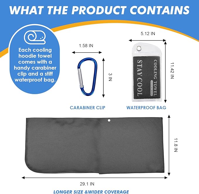 3 Pack Cooling Hoodie Towels for Neck and Face 50 Sun