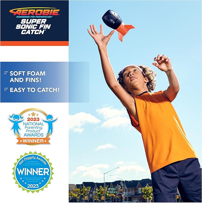 Aerobie Super Sonic Fin Catch Football Toy 8 &