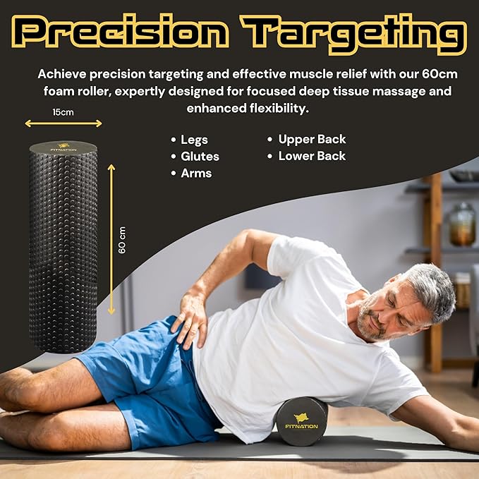 High-Density Foam Roller – Deep Tissue Muscle Massage 24" Textured (60 x 15 cm)